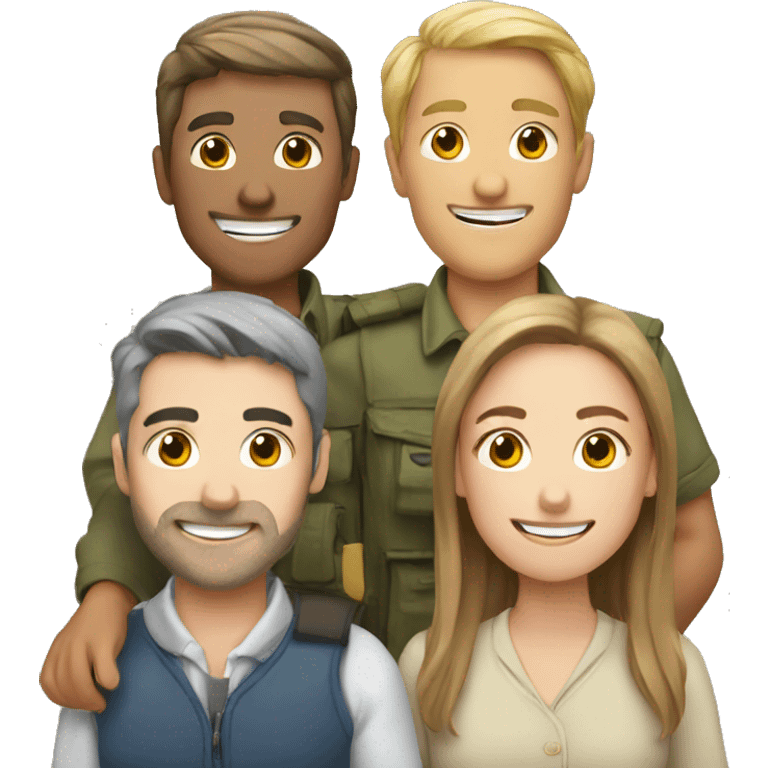 Four foreigners together happy emoji