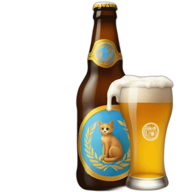 Un chat avec une bière emoji