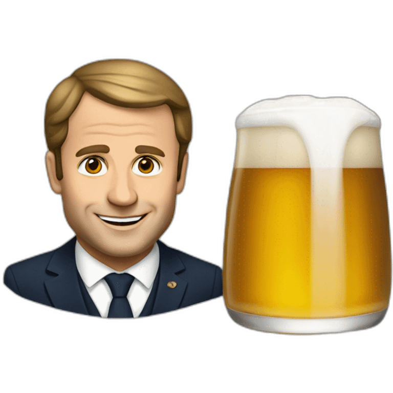 Macron avec une bière emoji