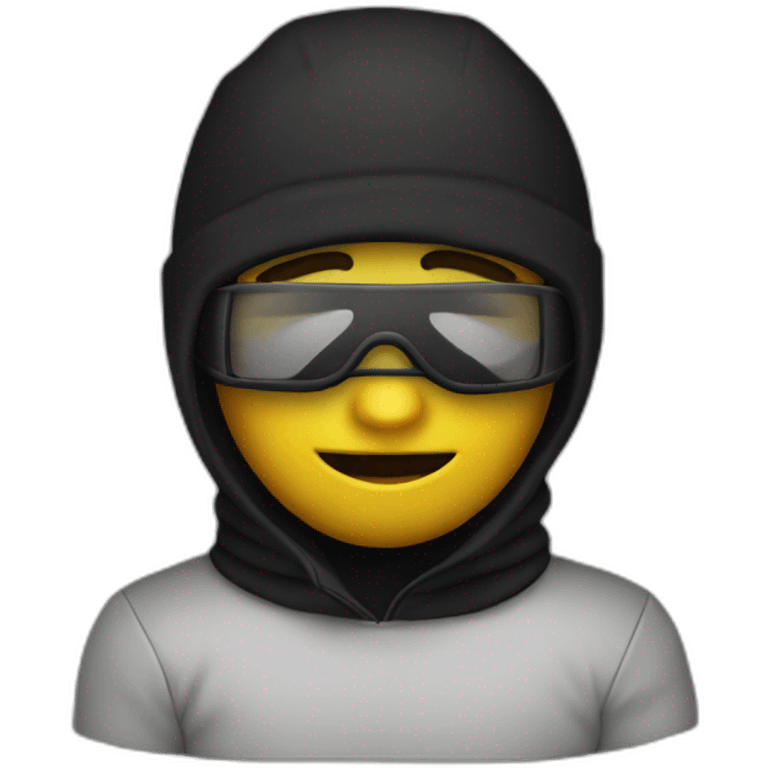 Boy in black ski mask in front of pc emoji