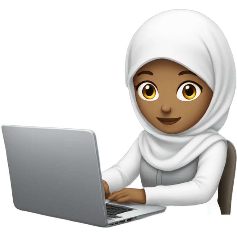 white muslim girl with a laptop emoji