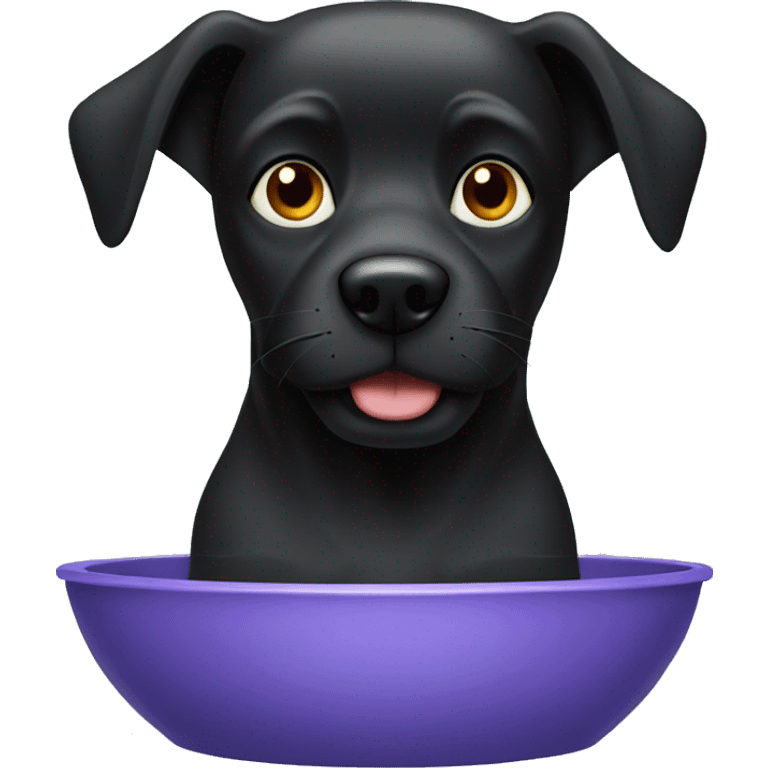 black dog water bowl emoji