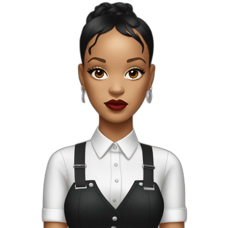 rihanna wearing a suspender suit hyperrealistic emoji