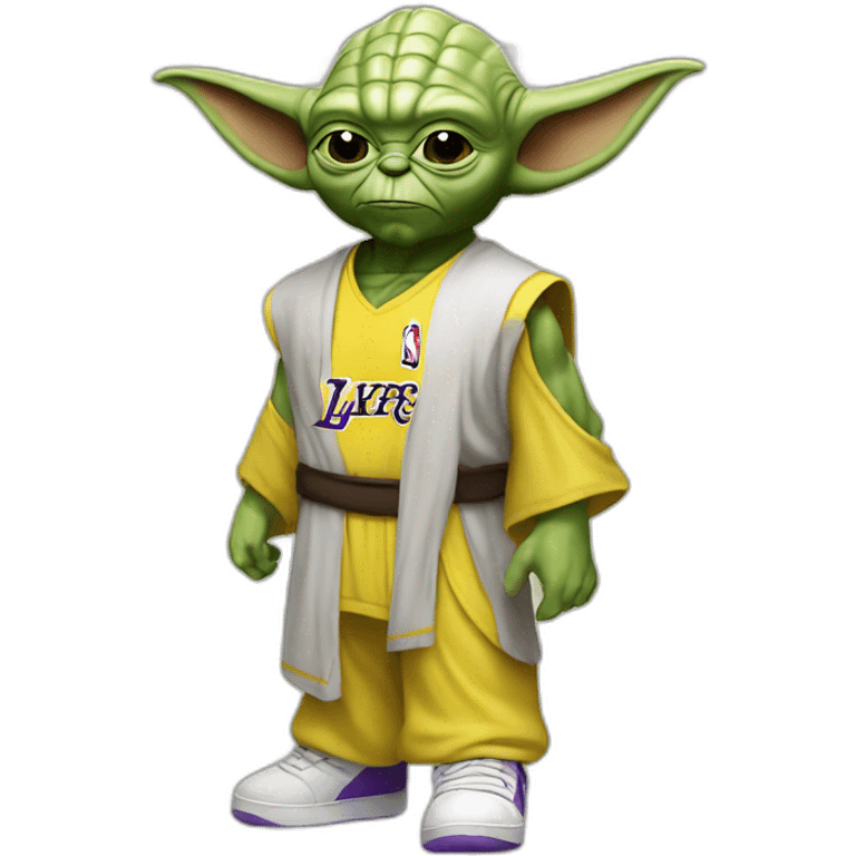 mr yoda wearing yellow lakers jersey emoji