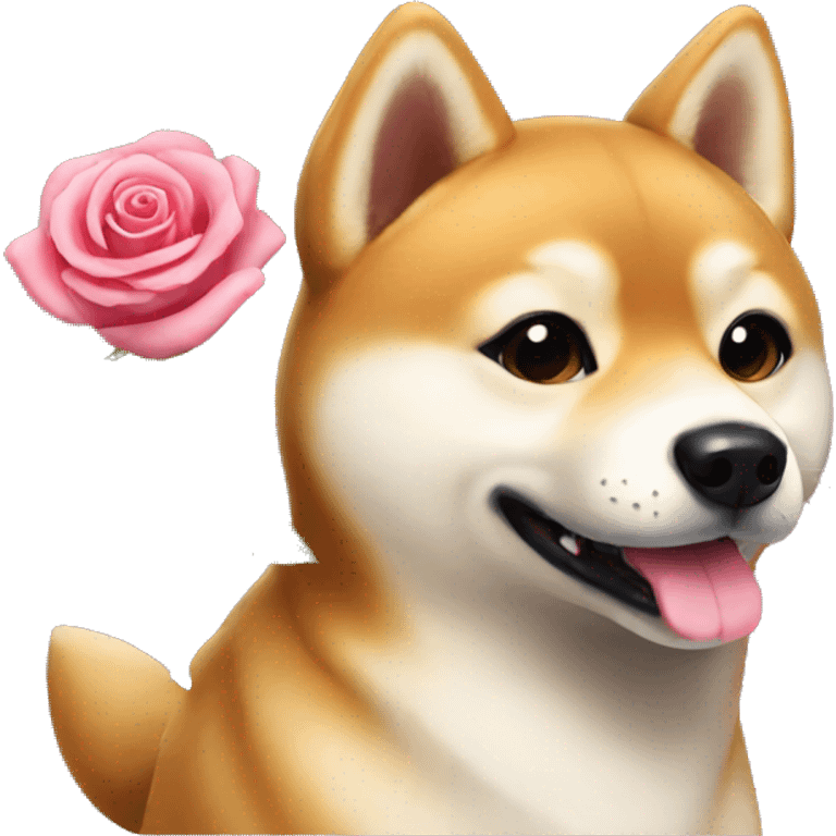 flirty shiba with a rose emoji