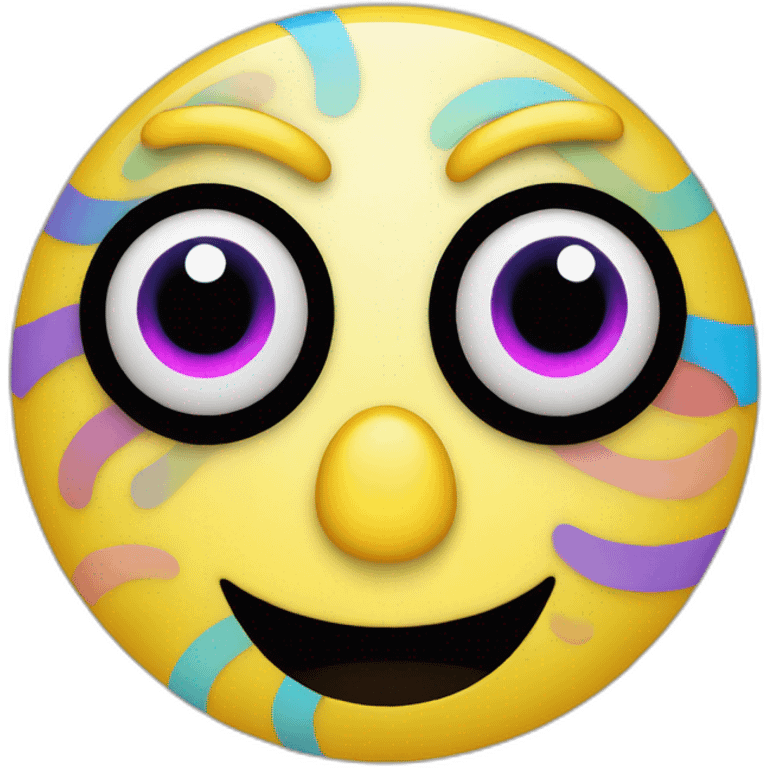 Basic yellow face with colorful spiral eyes emoji