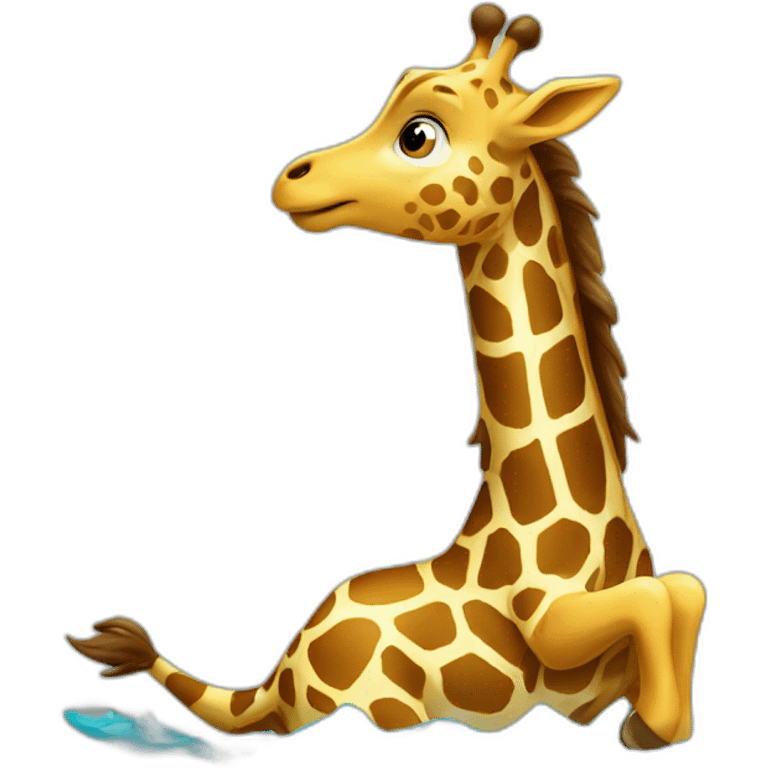 Girafe sur un dophin emoji