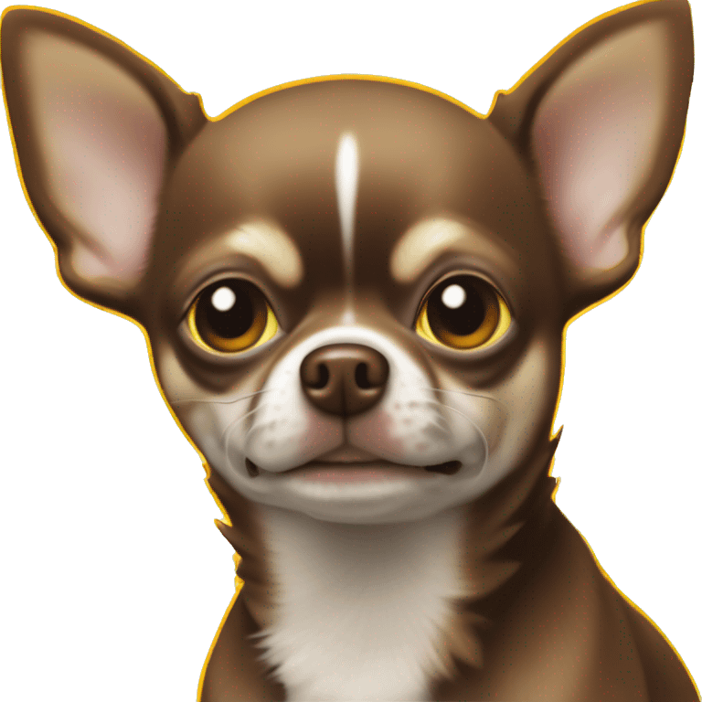 Perro Chihuahua marron oscuro con amarillo molesto  confranj blanca en la frente  emoji