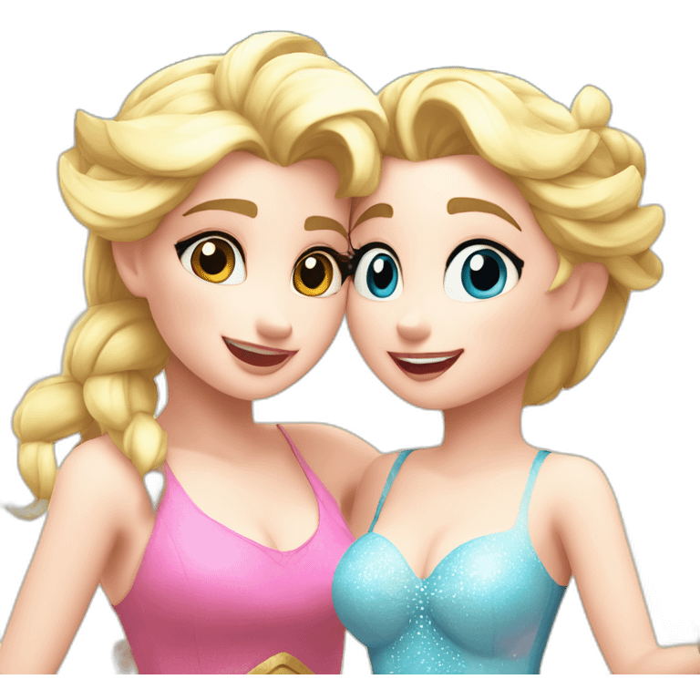 Elsa and princess peach summer time fun beach emoji