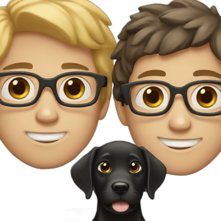 two white boys with one black labrador emoji