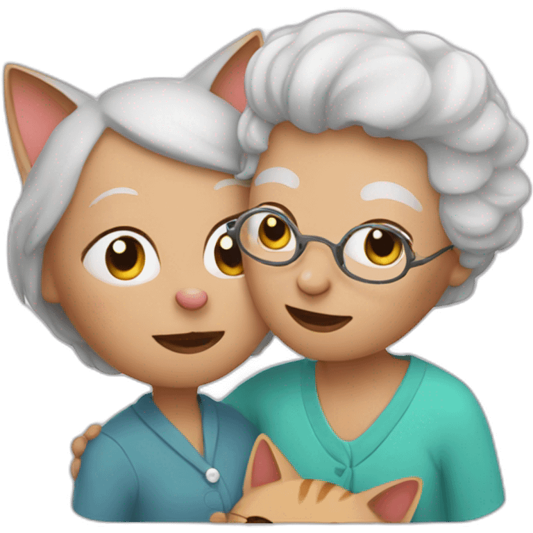 Cat with grandma  emoji