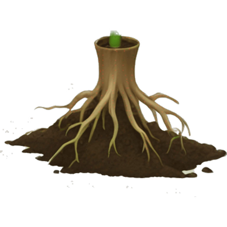 A plant with a metal stem and roots emoji