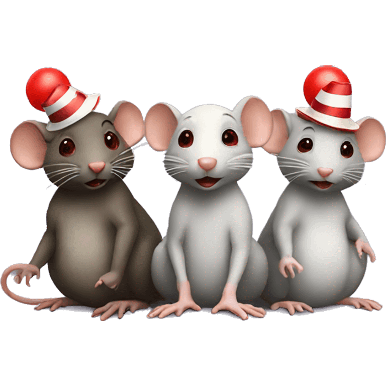 Three rats discussing something with clown red noses emoji