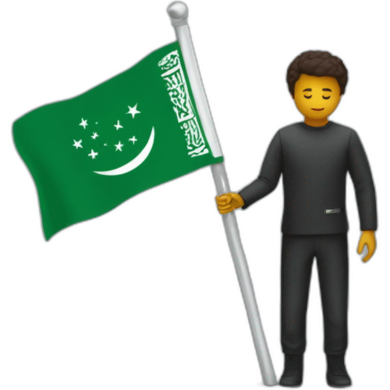 A person places the Saudi flag on the moon emoji