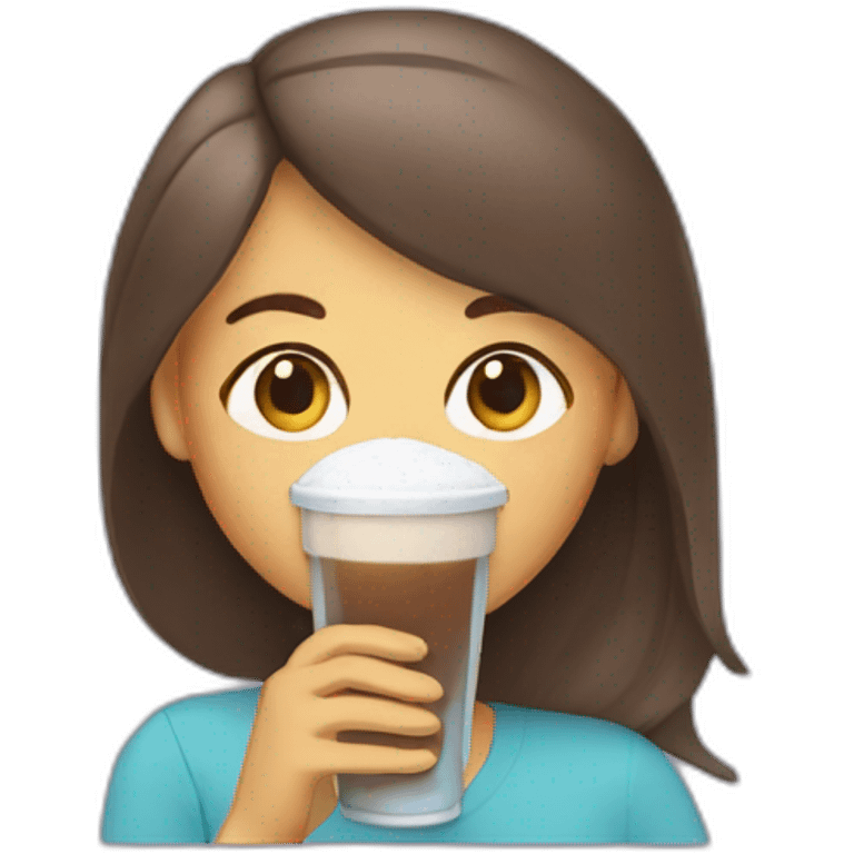 woman drinking ice americano emoji