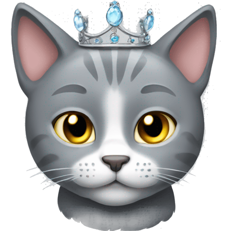 Grey Cat with Diadem  emoji