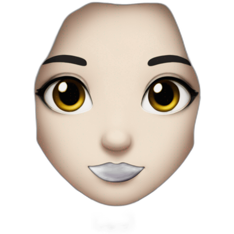 Queen white skin gothic girl long dark black and purple hair emoji