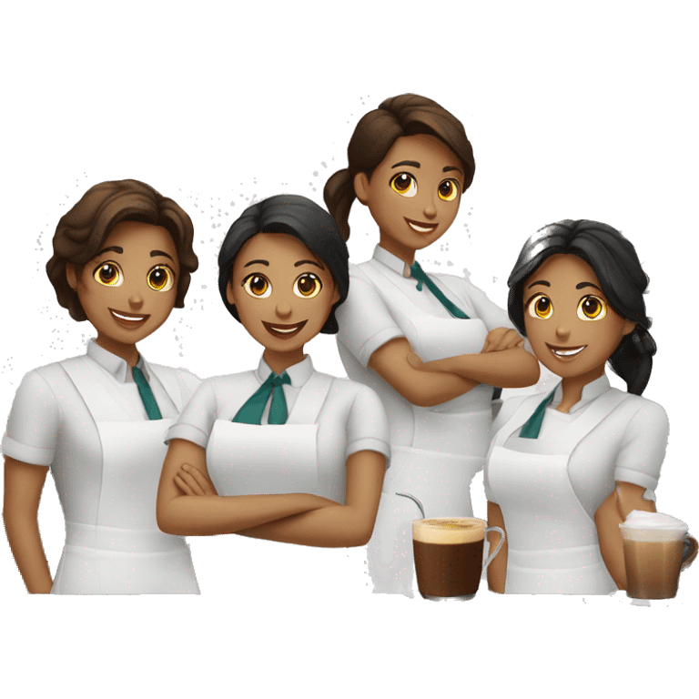 three mixed Female Baristas emoji