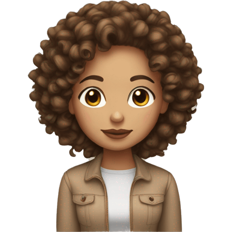 Latina light skin girl with brown curls and long lashes emoji