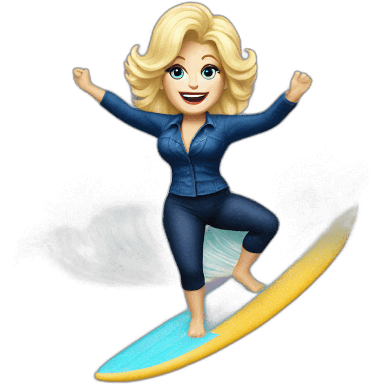 Impressionistic Dolly parton surfing emoji