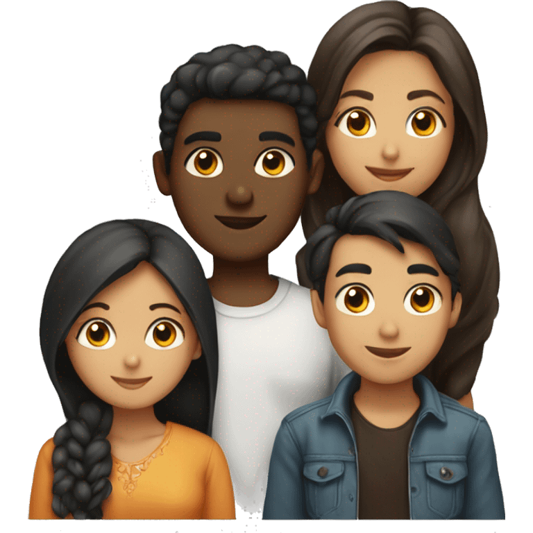 4 bestfriends, 1 indian girl 1 persian girl 1 moroccan boy 1 black boy emoji