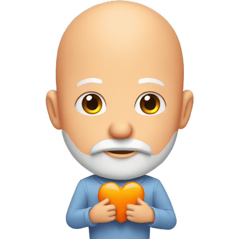 Bald man with a big orange beard has wings and holds a heart in his hand emoji