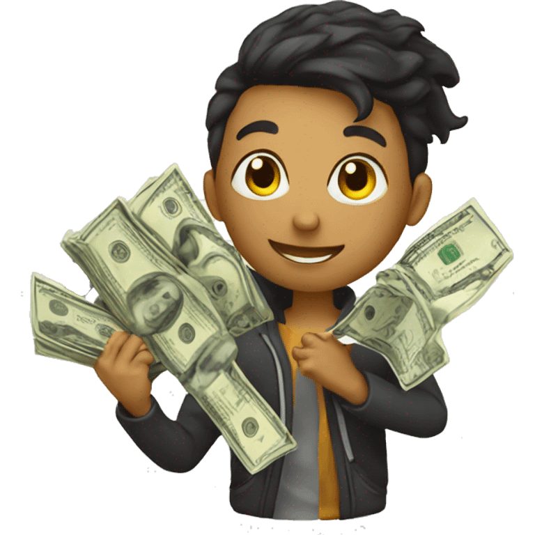 A student and money emoji