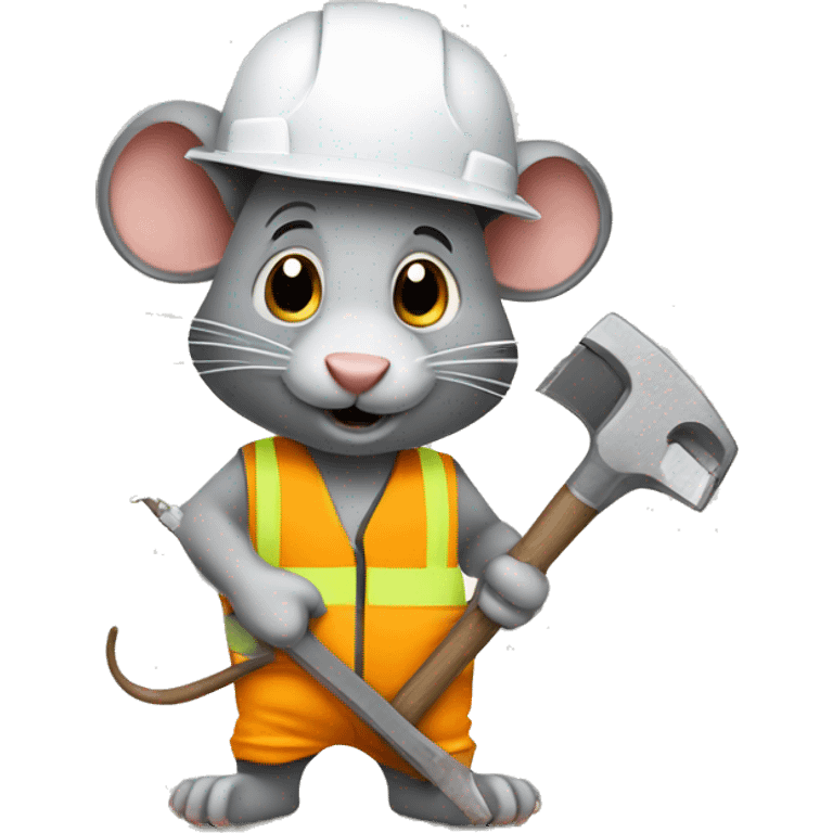 Rat Construction worker with a hard hat and tools emoji