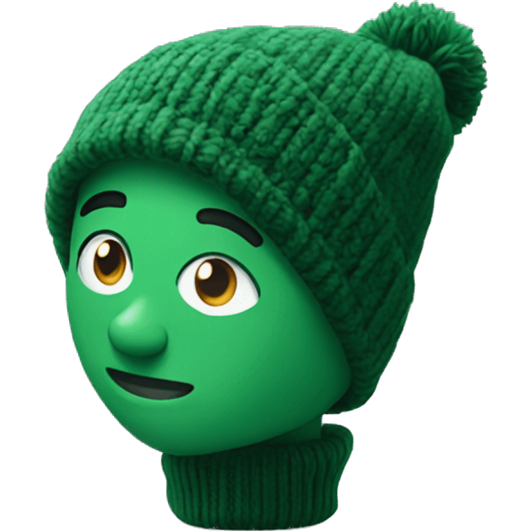 Green cozy knitted winter beanie on its own emoji