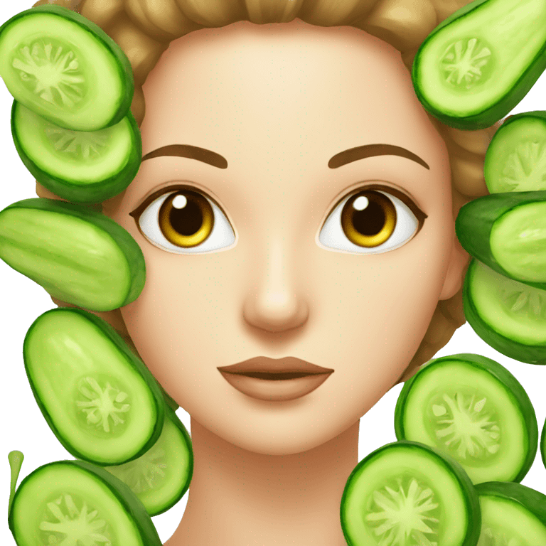 woman with cucumbers on eyes spa emoji