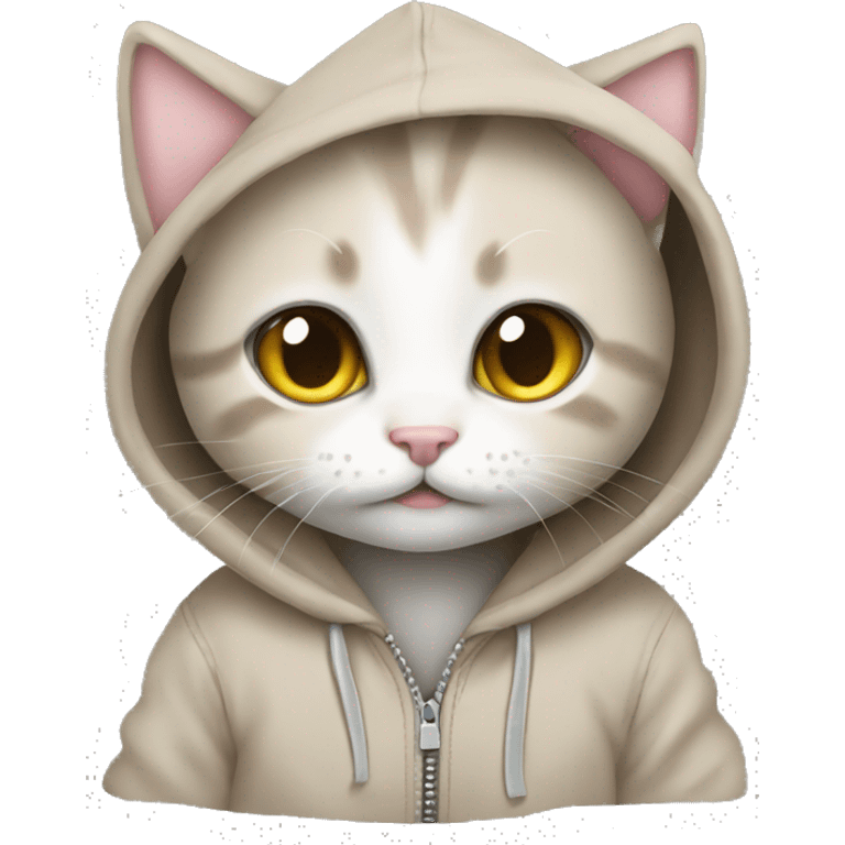 Kitten wearing a hoodie emoji