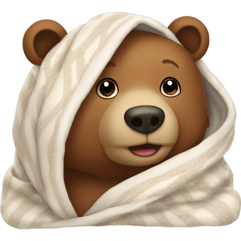 bear cozy in blanket emoji