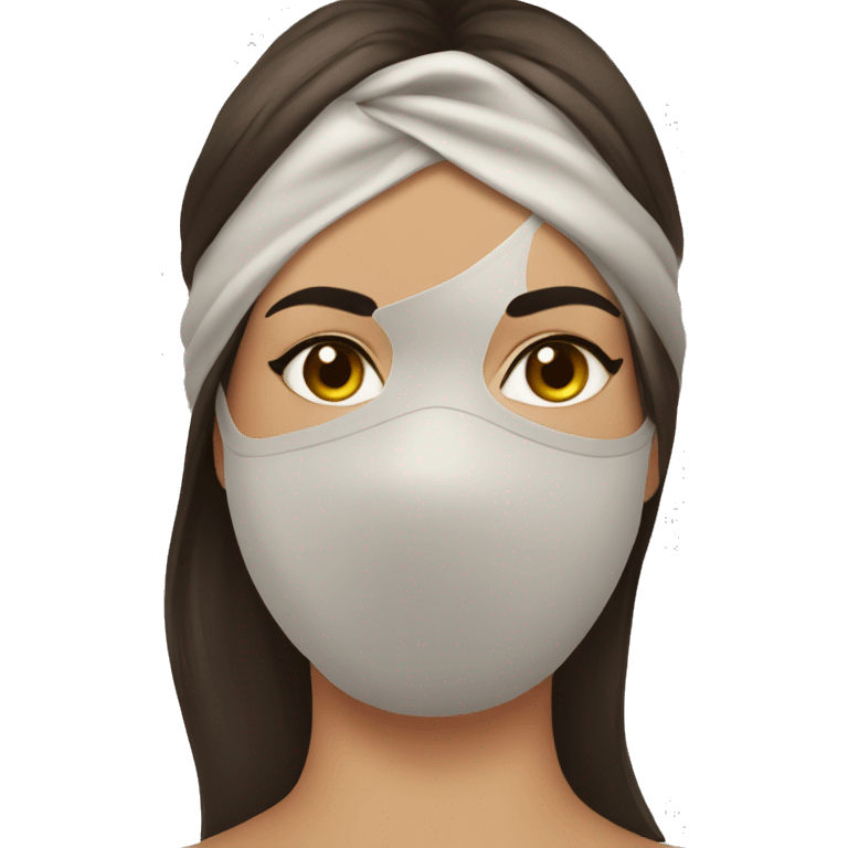 brunette girl in a sauna mask emoji