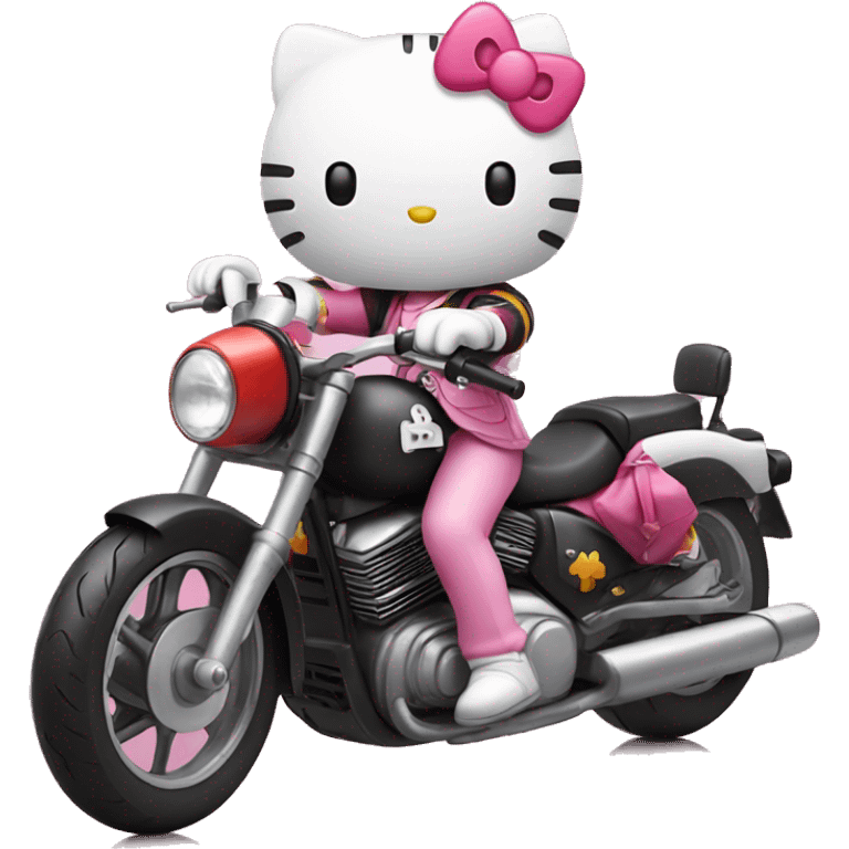 hello kitty riding a motorcycle emoji