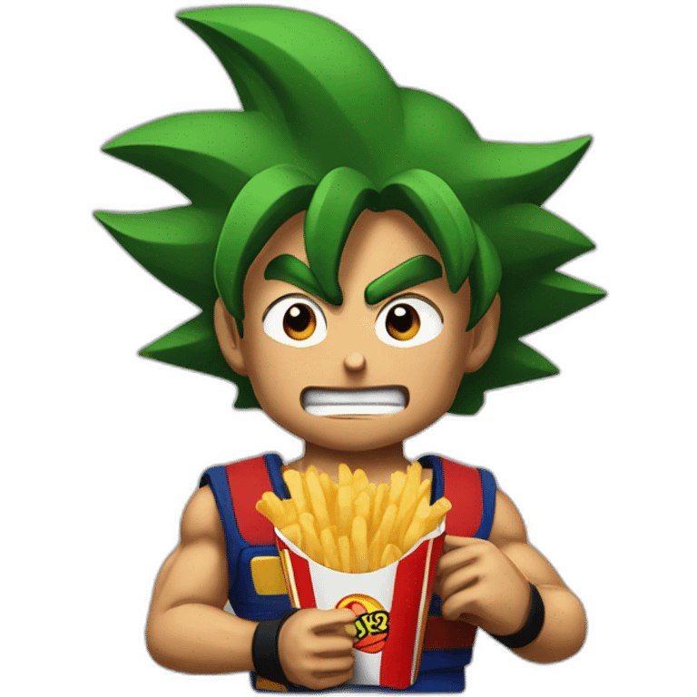 Bardock eating fries emoji