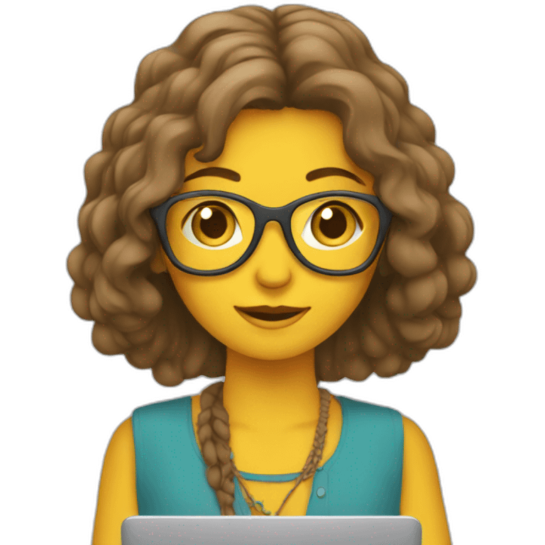 Hippie woman with laptop emoji