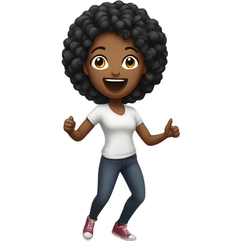 Black woman sticking her tongue out and dancing emoji