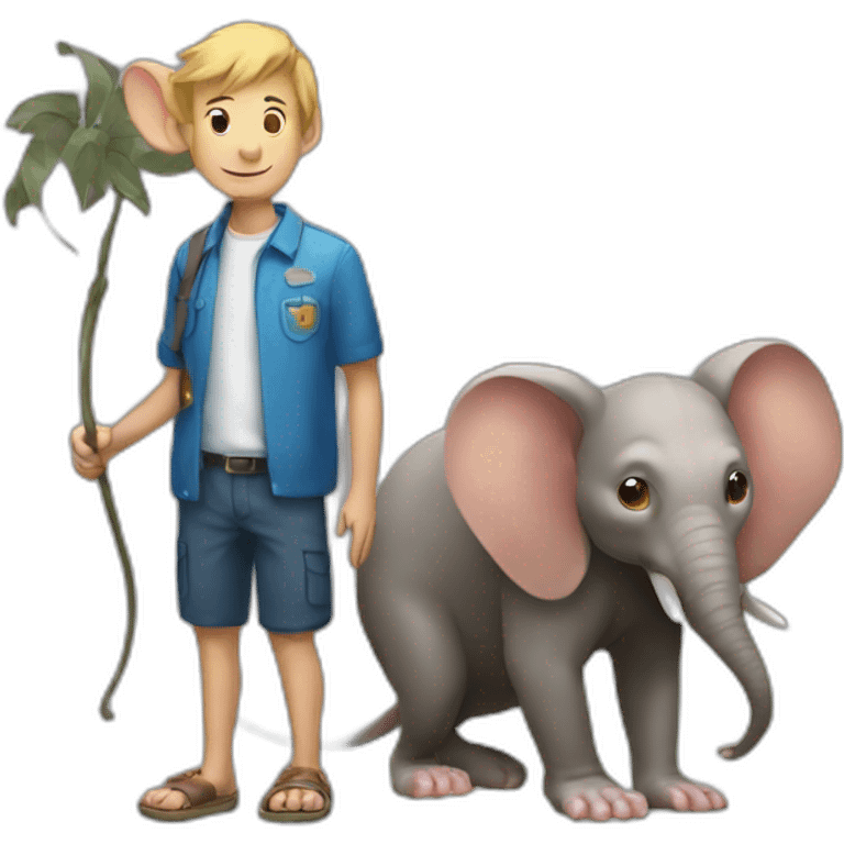 Un rat avec un éléphant et un singe emoji