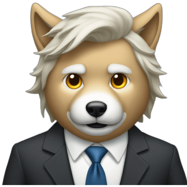 Donald Trump as wolf in suit and hair emoji