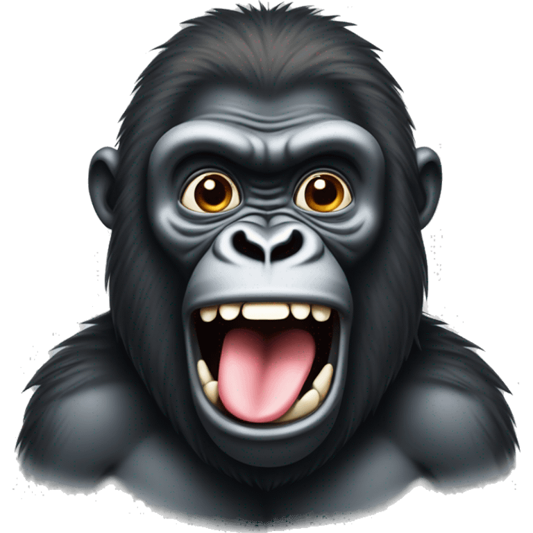 Drooling gorilla with tongue out  emoji