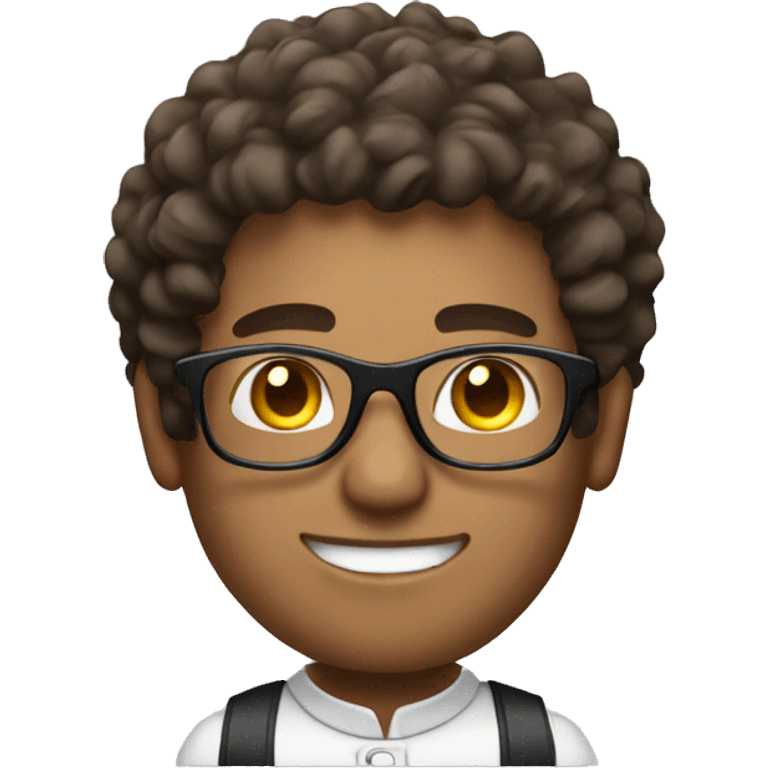 Male barista with curly hair and round glasses emoji