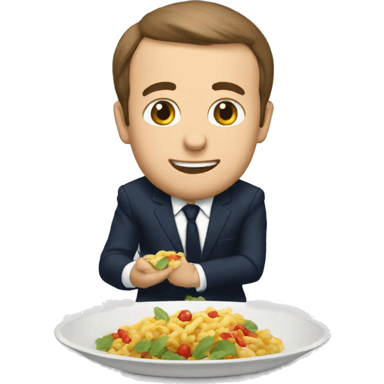 Macron en train de manger des pattes emoji