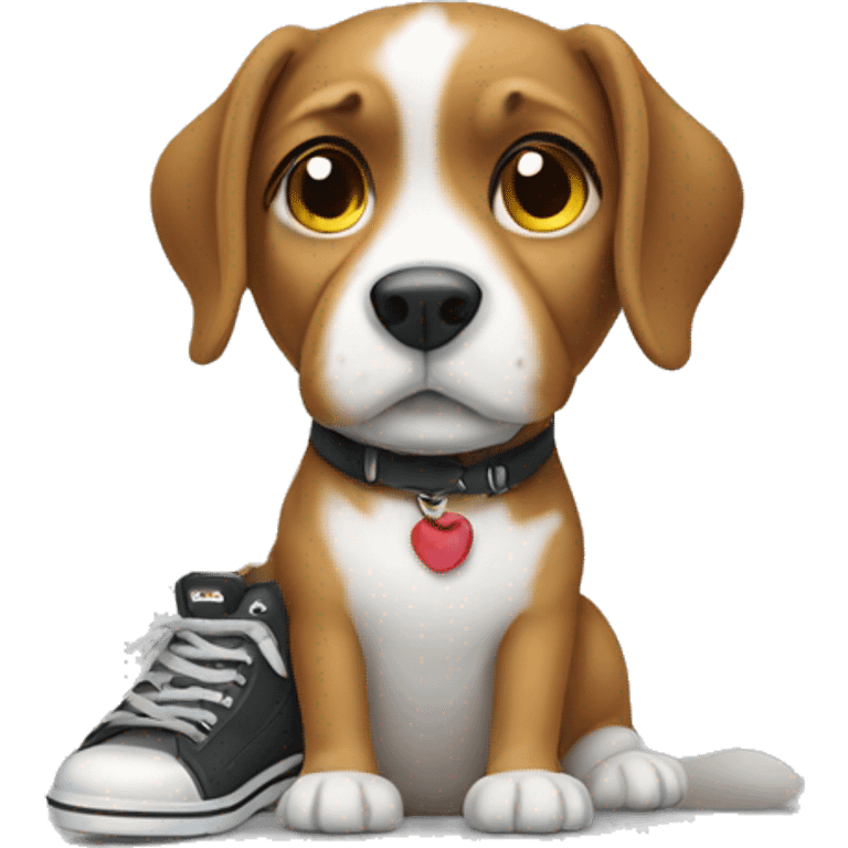 Dog wearing shoes emoji