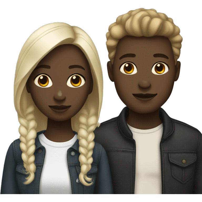 Black girl and white boy couple emoji