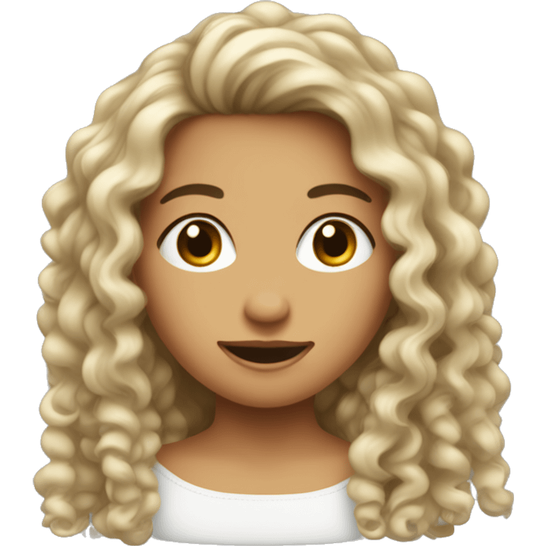 Fille au cheveux bouclés long emoji