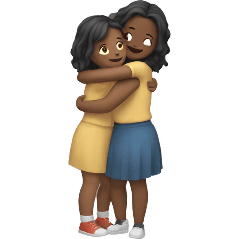 two girls hug emoji