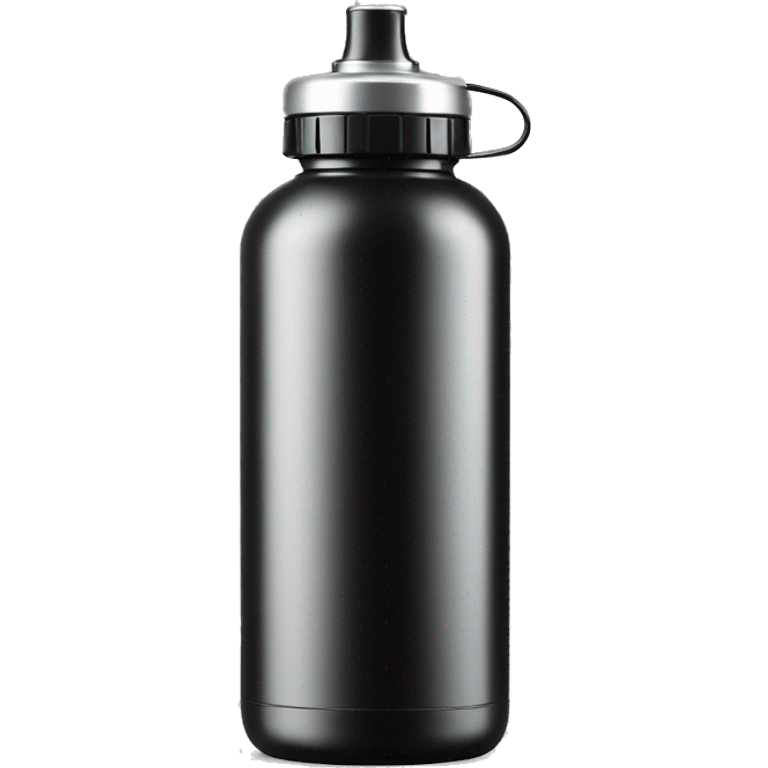 Waterbottle black with screw top silver lid emoji