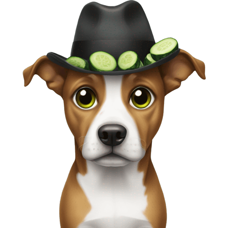 Dog that has cucumber eyes with hat emoji