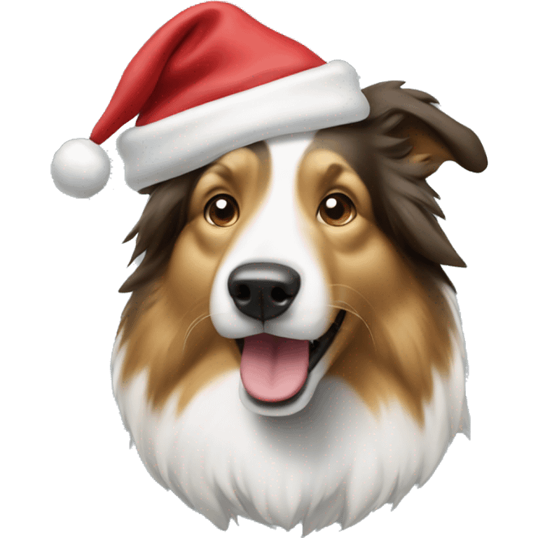 Collie with Santa Hat emoji