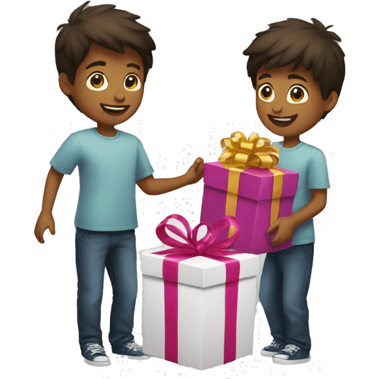 boy opening the gift emoji